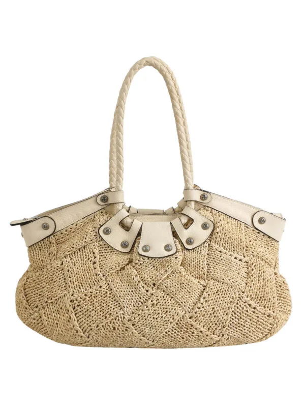 Винтажная сумка Ferragamo Woven Calfskin Shoulder Bag