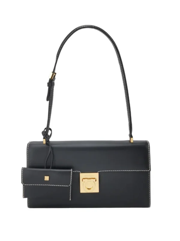 Ferragamo Calfskin Logo Shoulder Bag