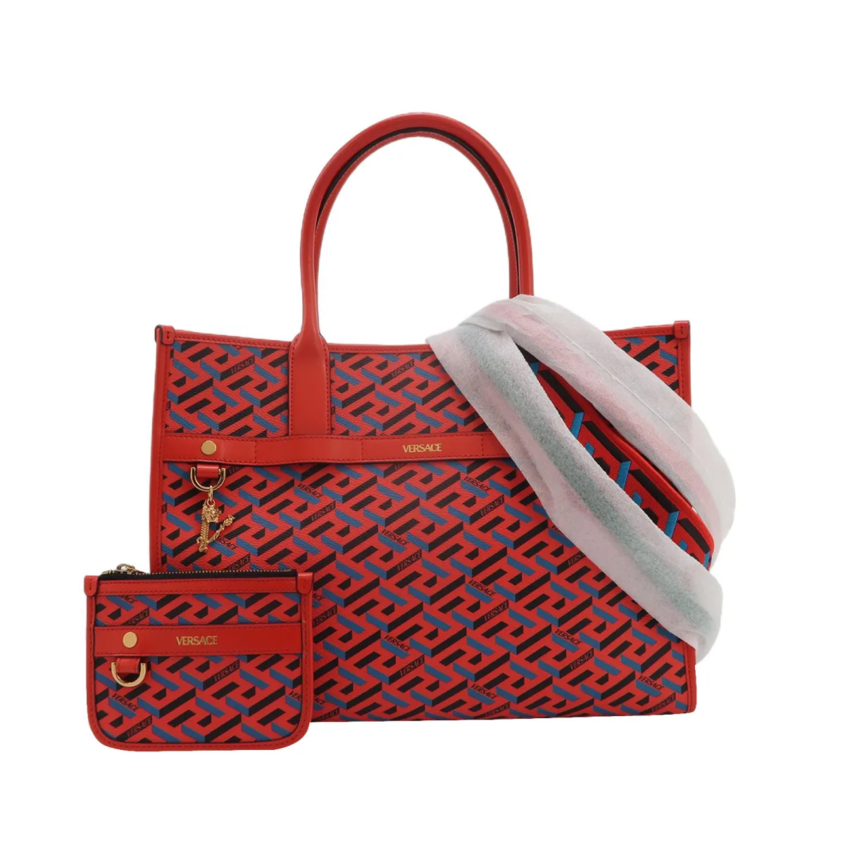 Versace Colorblock Calfskin Logo Crossbody (Версаче) — фото 1
