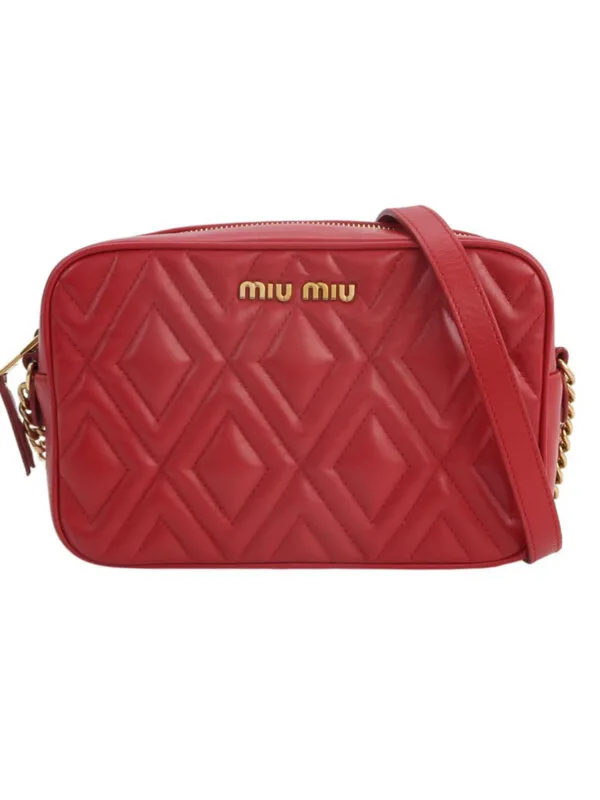 Miu Miu Quilted Calfskin Logo Crossbody