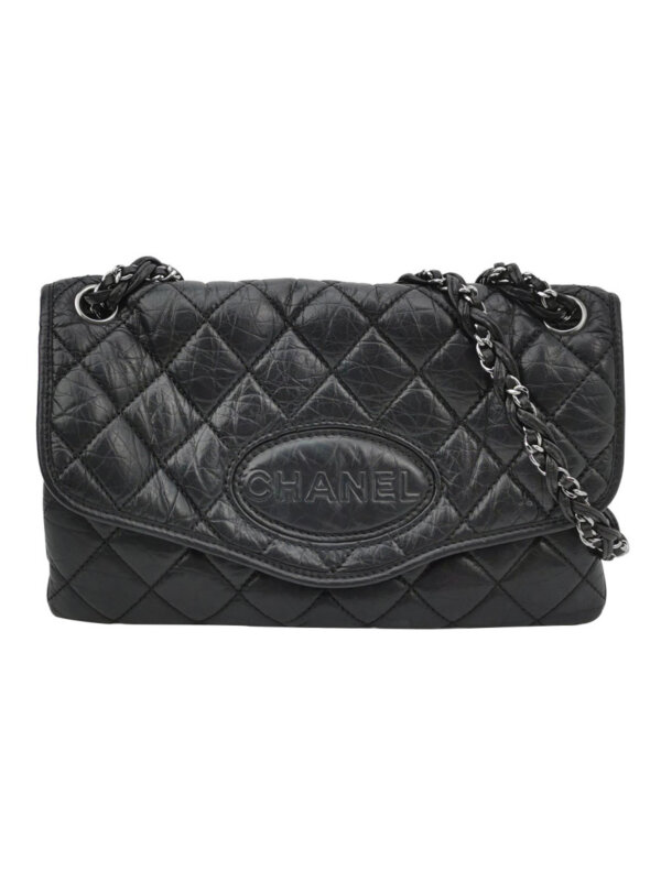 Chanel Quilted Waxed Calfskin Logo Shoulder Bag (Шанель)