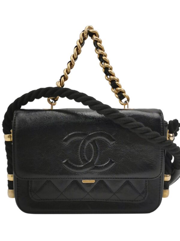 Chanel Quilted Waxed Calfskin CC Shoulder Bag